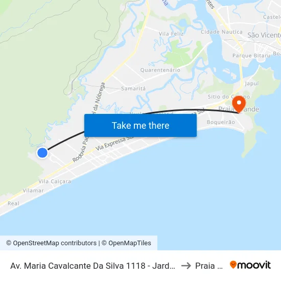 Av. Maria Cavalcante Da Silva 1118 - Jardim Samambaia, Praia Grande to Praia Grande map