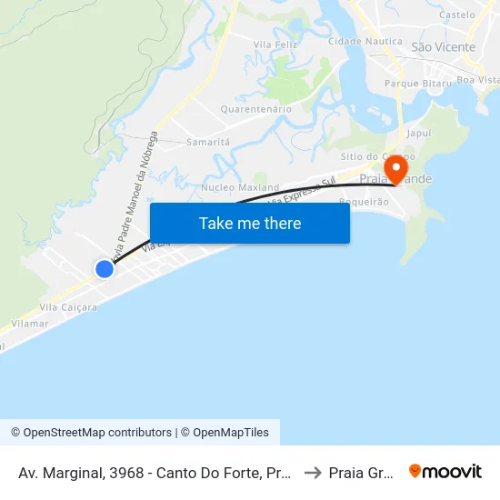 Av. Marginal, 3968 - Canto Do Forte, Praia Grande to Praia Grande map