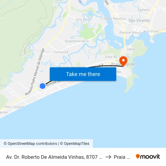 Av. Dr. Roberto De Almeida Vinhas, 8707 - Vilamar, Praia Grande to Praia Grande map