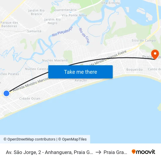 Av. São Jorge, 2 - Anhanguera, Praia Grande to Praia Grande map