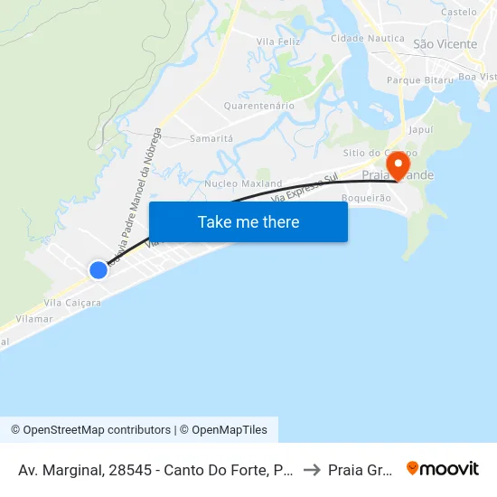 Av. Marginal, 28545 - Canto Do Forte, Praia Grande to Praia Grande map