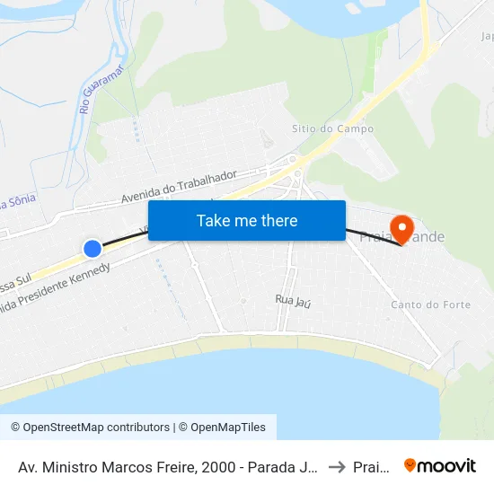 Av. Ministro Marcos Freire, 2000 - Parada Josias M. Da Silva - Jardim Gloria, Praia Grande to Praia Grande map