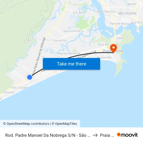 Rod. Padre Manoel Da Nobrega S/N - São José Do Rio Preto, Praia Grande to Praia Grande map