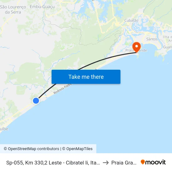 Sp-055, Km 330,2 Leste - Cibratel Ii, Itanhaém to Praia Grande map