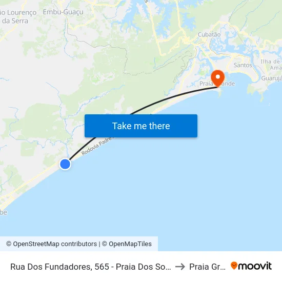 Rua Dos Fundadores, 565 - Praia Dos Sonhos, Itanhaém to Praia Grande map