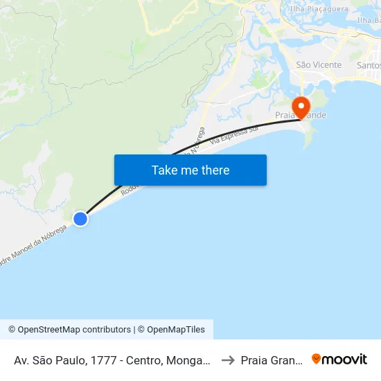 Av. São Paulo, 1777 - Centro, Mongaguá to Praia Grande map