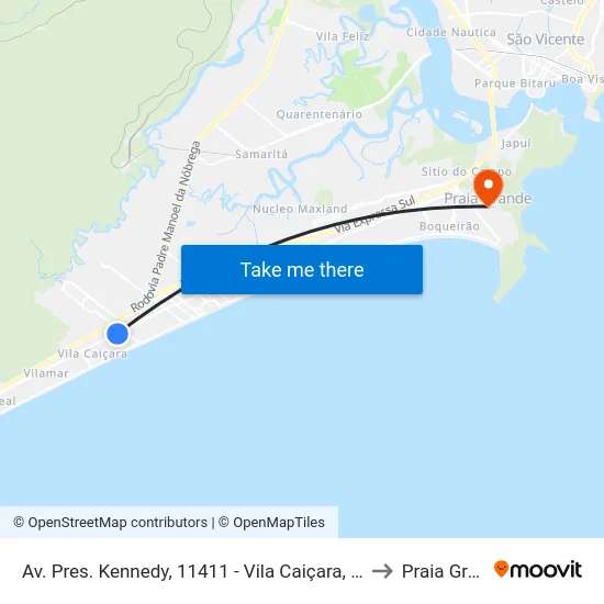 Av. Pres. Kennedy, 11411 - Vila Caiçara, Praia Grande to Praia Grande map