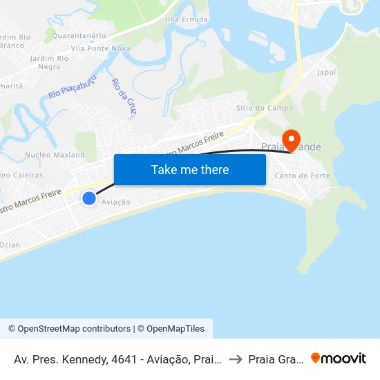 Av. Pres. Kennedy, 4641 - Aviação, Praia Grande to Praia Grande map