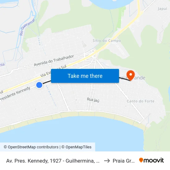 Av. Pres. Kennedy, 1927 - Guilhermina, Praia Grande to Praia Grande map