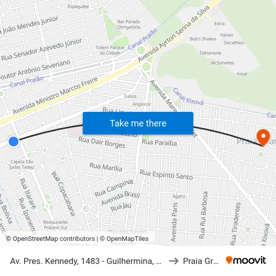 Av. Pres. Kennedy, 1483 - Guilhermina, Praia Grande to Praia Grande map