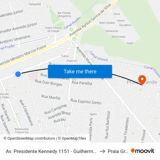 Av. Presidente Kennedy 1151 - Guilhermina, Praia Grande to Praia Grande map