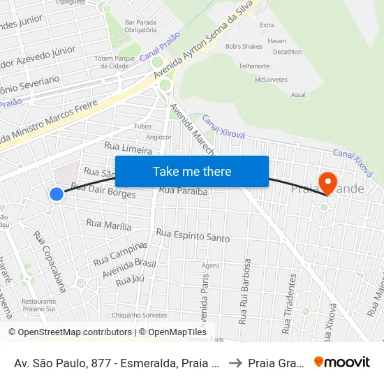 Av. São Paulo, 877 - Esmeralda, Praia Grande to Praia Grande map