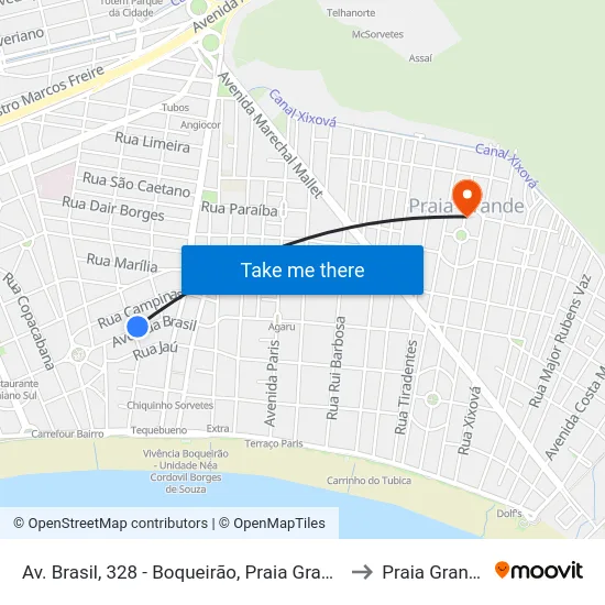 Av. Brasil, 328 - Boqueirão, Praia Grande to Praia Grande map