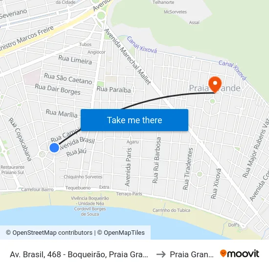 Av. Brasil, 468 - Boqueirão, Praia Grande to Praia Grande map