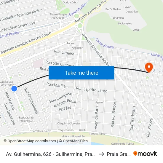 Av. Guilhermina, 626 - Guilhermina, Praia Grande to Praia Grande map