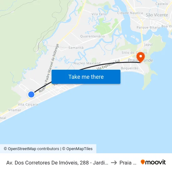 Av. Dos Corretores De Imóveis, 288 - Jardim Samambaia, Praia Grande to Praia Grande map