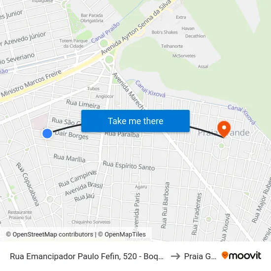 Rua Emancipador Paulo Fefin, 520 - Boqueirão, Praia Grande to Praia Grande map