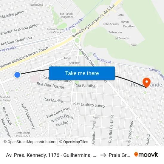 Av. Pres. Kennedy, 1176 - Guilhermina, Praia Grande to Praia Grande map