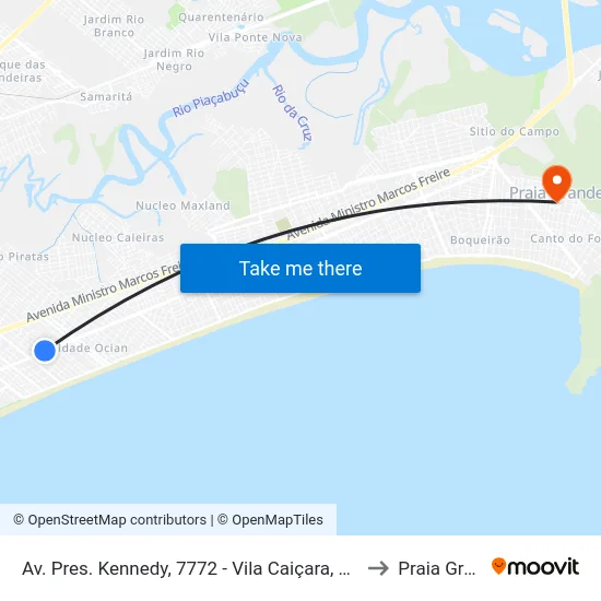 Av. Pres. Kennedy, 7772 - Vila Caiçara, Praia Grande to Praia Grande map