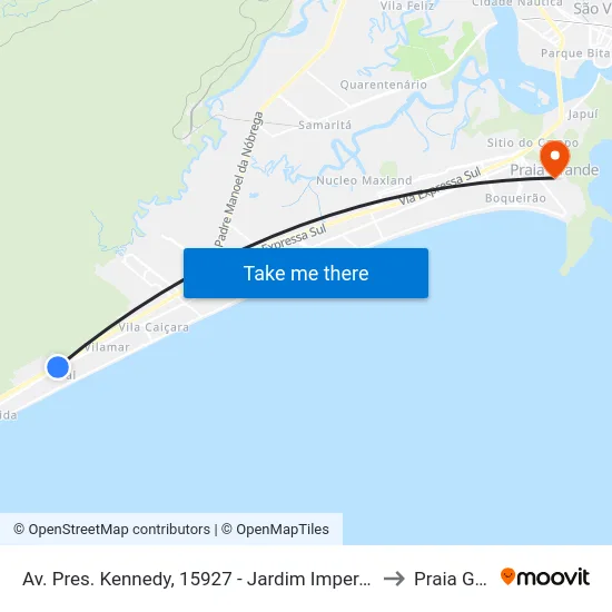 Av. Pres. Kennedy, 15927 - Jardim Imperador, Praia Grande to Praia Grande map