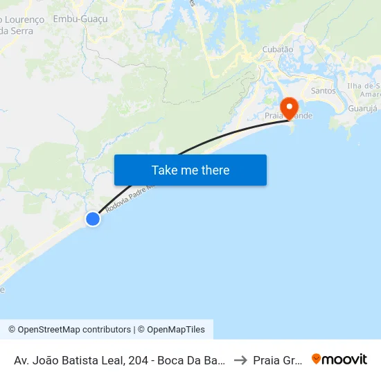 Av. João Batista Leal, 204 - Boca Da Barra, Itanhaém to Praia Grande map