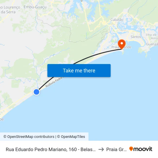 Rua Eduardo Pedro Mariano, 160 - Belas Artes, Itanhaém to Praia Grande map