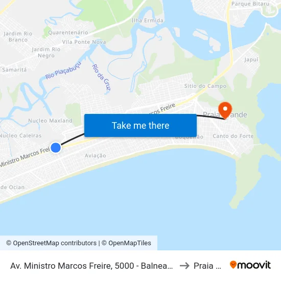 Av. Ministro Marcos Freire, 5000 - Balneario Maxland, Praia Grande to Praia Grande map