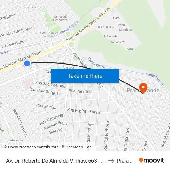 Av. Dr. Roberto De Almeida Vinhas, 663 - Boqueirão, Praia Grande to Praia Grande map