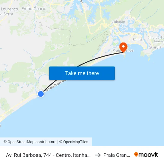 Av. Rui Barbosa, 744 - Centro, Itanhaém to Praia Grande map