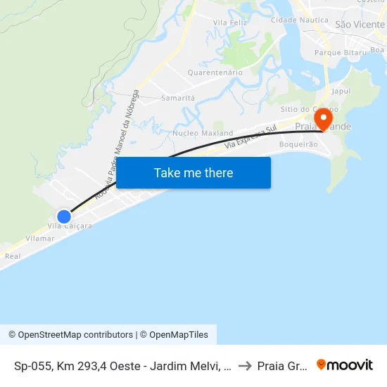 Sp-055, Km 293,4 Oeste - Jardim Melvi, Praia Grande to Praia Grande map