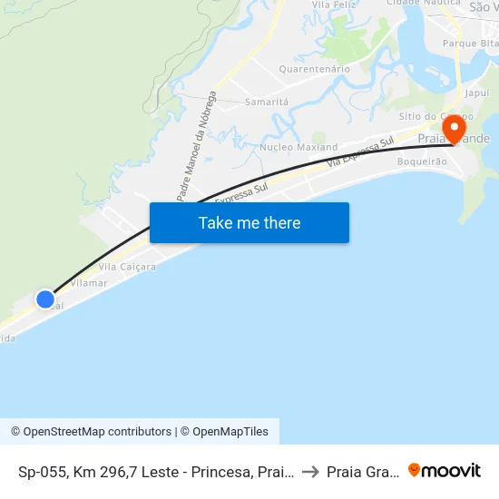 Sp-055, Km 296,7 Leste - Princesa, Praia Grande to Praia Grande map