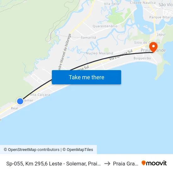 Sp-055, Km 295,6 Leste - Solemar, Praia Grande to Praia Grande map