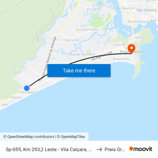 Sp-055, Km 293,2 Leste - Vila Caiçara, Praia Grande to Praia Grande map