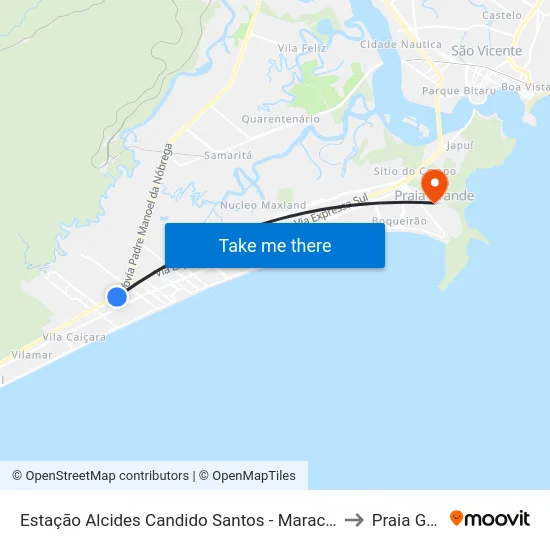 Estação Alcides Candido Santos - Maracanã, Praia Grande to Praia Grande map