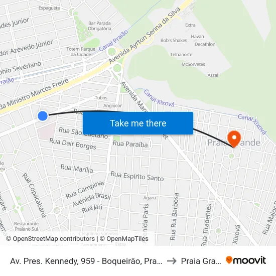 Av. Pres. Kennedy, 959 - Boqueirão, Praia Grande to Praia Grande map