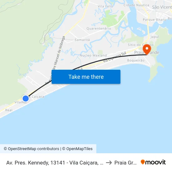 Av. Pres. Kennedy, 13141 - Vila Caiçara, Praia Grande to Praia Grande map