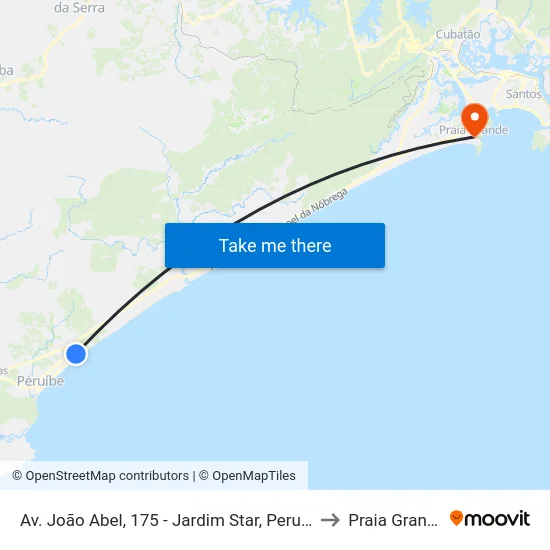 Av. João Abel, 175 - Jardim Star, Peruíbe to Praia Grande map