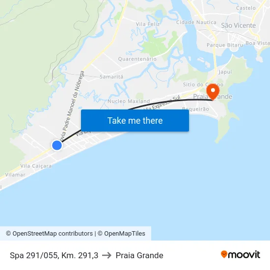 Spa 291/055, Km. 291,3 to Praia Grande map