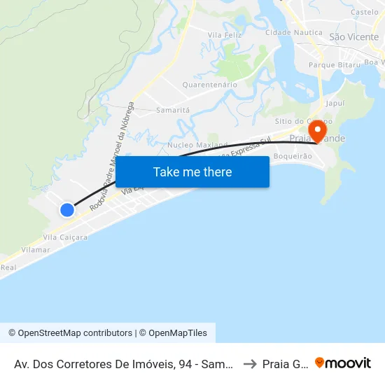 Av. Dos Corretores De Imóveis, 94 - Samambaia, Praia Grande to Praia Grande map