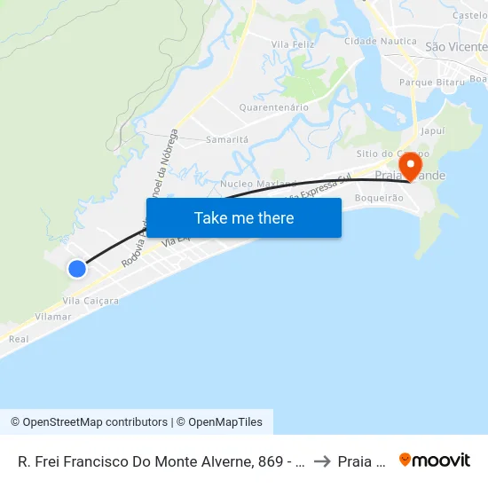 R. Frei Francisco Do Monte Alverne, 869 - Jardim Melvi, Praia Grande to Praia Grande map