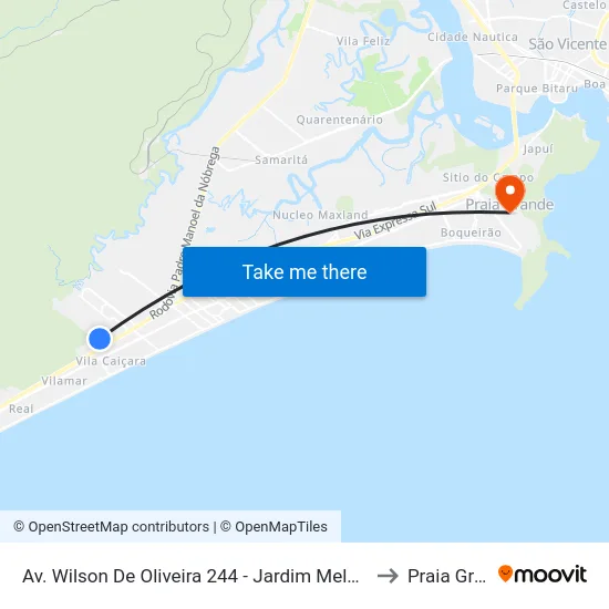 Av. Wilson De Oliveira 244 - Jardim Melvi, Praia Grande to Praia Grande map