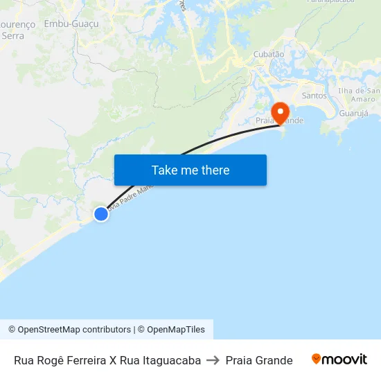 Rua Rogê Ferreira X Rua Itaguacaba to Praia Grande map