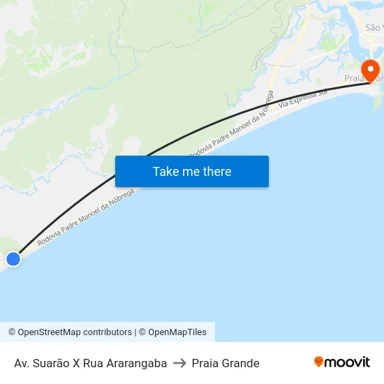 Av. Suarão X Rua Ararangaba to Praia Grande map
