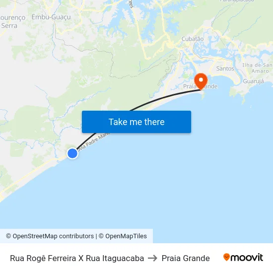 Rua Rogê Ferreira X Rua Itaguacaba to Praia Grande map