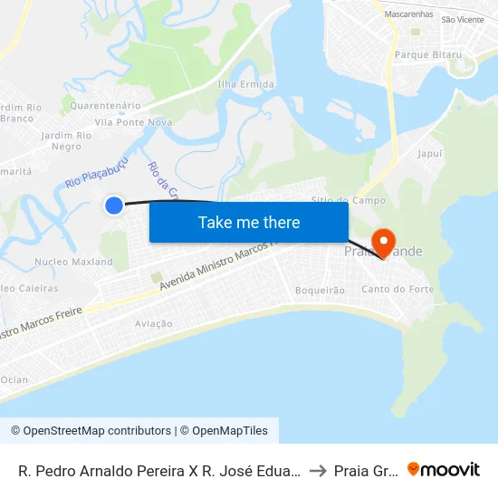 R. Pedro Arnaldo Pereira X R. José Eduardo Dos Santos to Praia Grande map