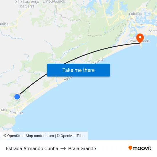 Estrada Armando Cunha to Praia Grande map