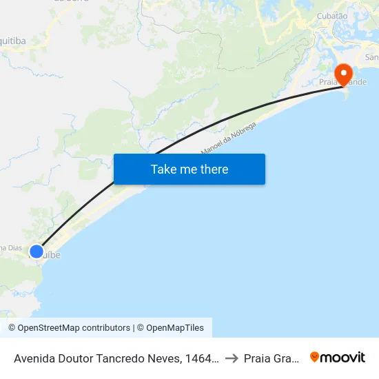 Avenida Doutor Tancredo Neves, 1464-1530 to Praia Grande map