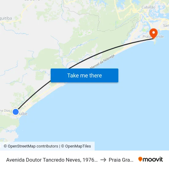Avenida Doutor Tancredo Neves, 1976-2142 to Praia Grande map