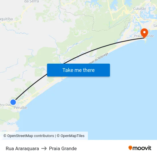 Rua Araraquara to Praia Grande map