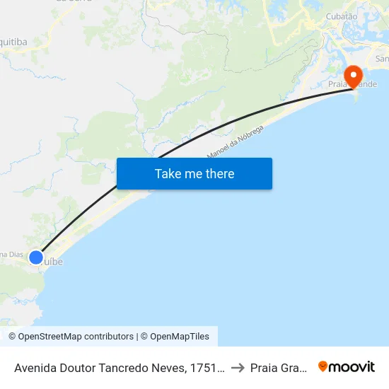 Avenida Doutor Tancredo Neves, 1751-1959 to Praia Grande map